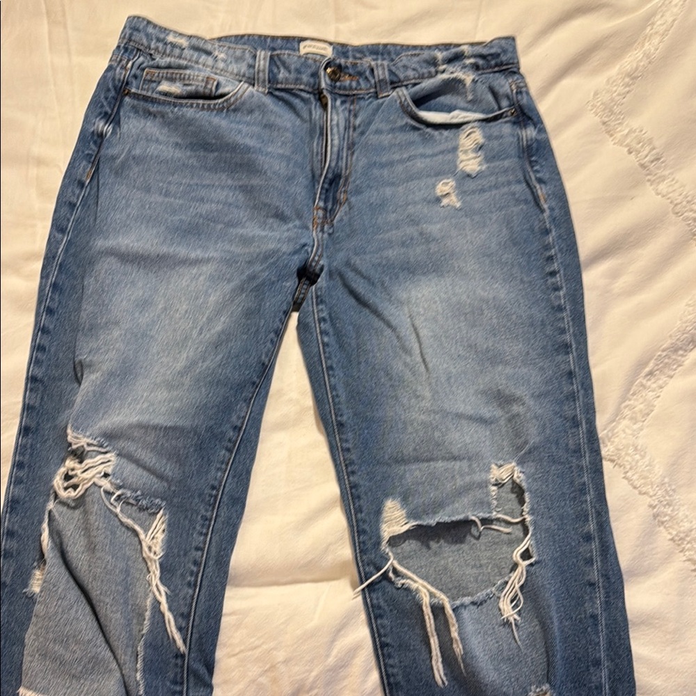 Distressed Blue Jeans